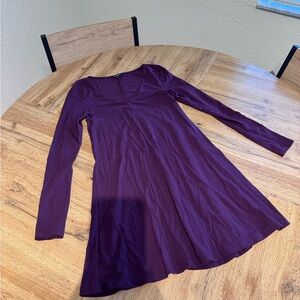 Express Purple A-Line Long Sleeve Dress